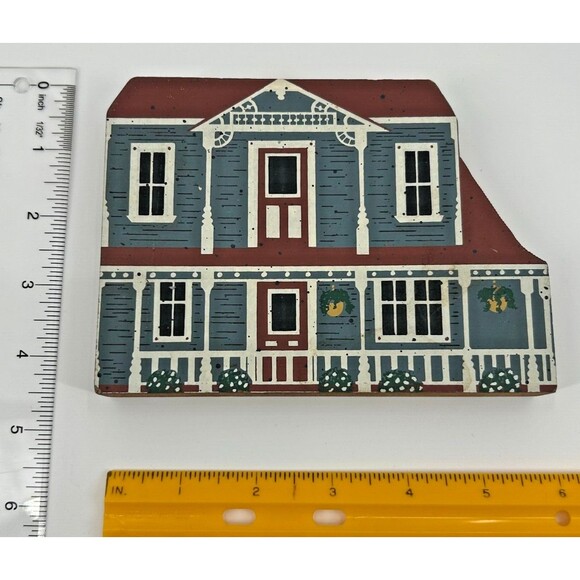 Vintage Wood Block Victorian House ~ Village Shelf/Sill Sitter~ Cat's Meow Style - Picture 4 of 4
